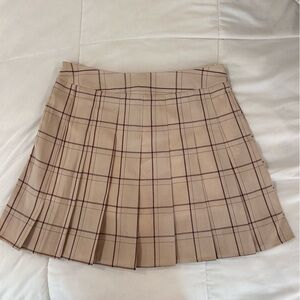Chic Tan Plaid Mini Skirt